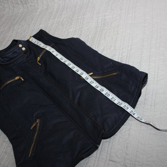 Pendleton Womens Navy Camas Vest Gold Hardware Faux Leather Trim Quilted Size Sm - Picture 9 of 10